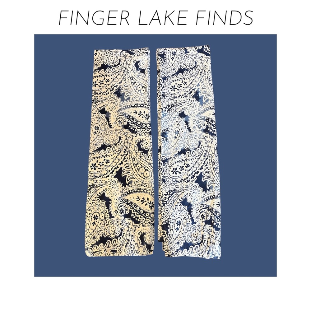 Tommy Hilfiger Navy and White  Paisley Print Curtains